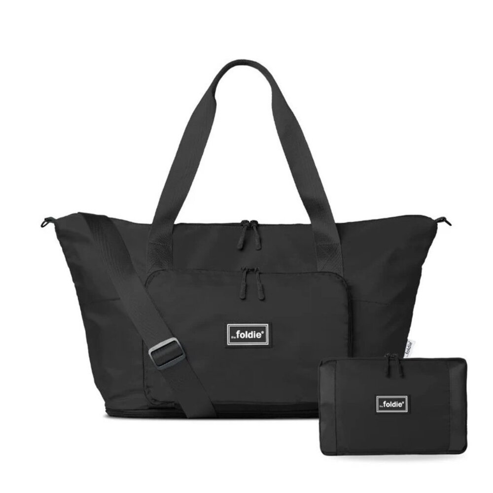 THE FOLDIE Travel Tote Bag Black NEW Original Package & Tag EXPANDABLE 40L Nylon